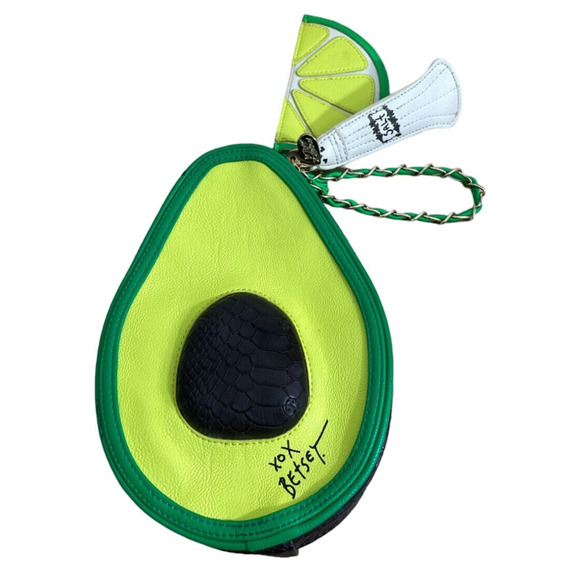 Betsey Johnson Handbags - Betsey Johnson Holy Guacamole Avocado Wristlet 9" Green Brown Clutch Bag Cute